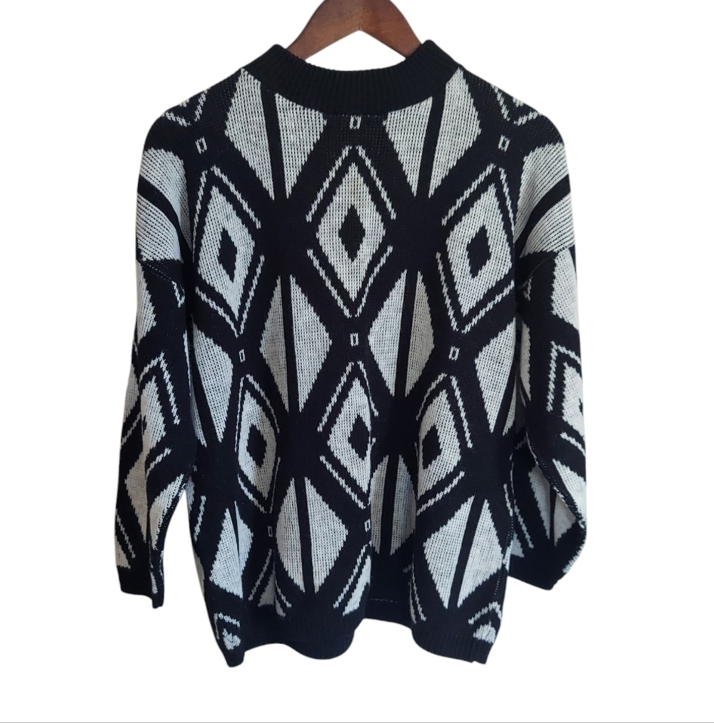 Vintage 90's American Pride Geometric Diamond Pattern Over-Size Crewneck USA